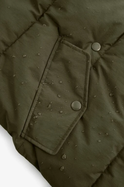 Next Khaki Green Rochelle Longline Double Breasted Padded Hooded Coat -Style Haven Shop T65369s5 scaled