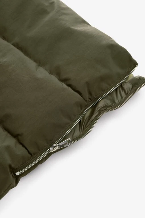 Next Khaki Green Rochelle Longline Double Breasted Padded Hooded Coat -Style Haven Shop T65369s7 scaled