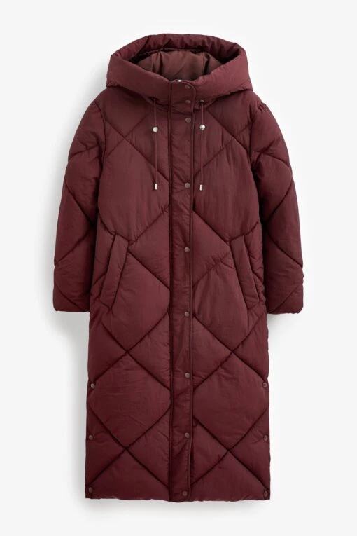 Next Long Diamond Quilted Showerproof Duvet Coat With Hood -Style Haven Shop T79205s2 scaled
