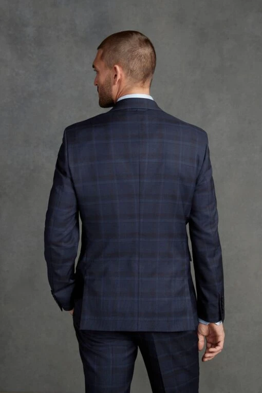 Next Navy Blue Signature Cerruti 100% Wool Check Suit: Jacket -Style Haven Shop U16 844s3 scaled