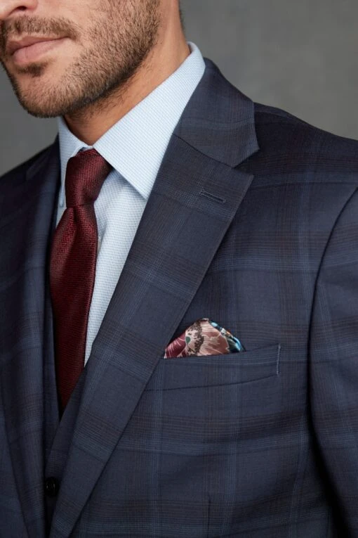 Next Navy Blue Signature Cerruti 100% Wool Check Suit: Jacket -Style Haven Shop U16 844s4 scaled