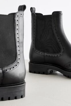 Next Forever Comfort® Brogue Leather Chelsea Boots -Style Haven Shop U30400s8 scaled