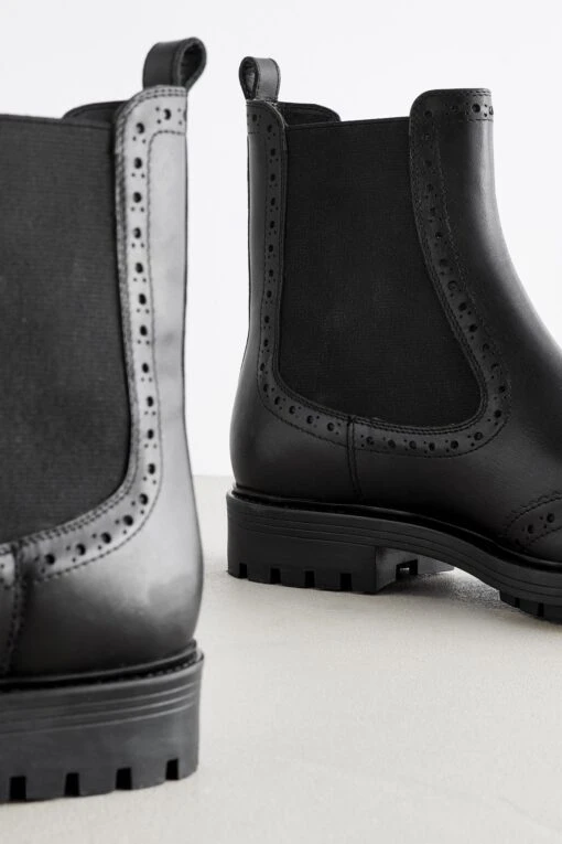 Next Forever Comfort® Brogue Leather Chelsea Boots -Style Haven Shop U30400s8 scaled
